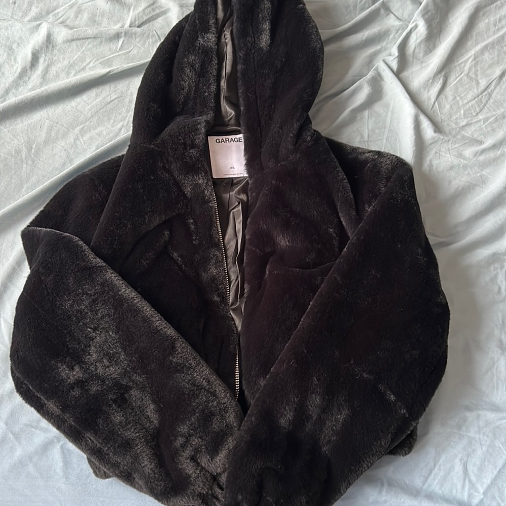 Crop Faux Gur Garage Bomber Jacket
